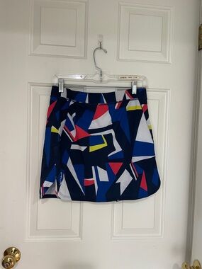 RLX Ralph Lauren Navy Geometric Print Skort with Blue, Red & Yellow Accents